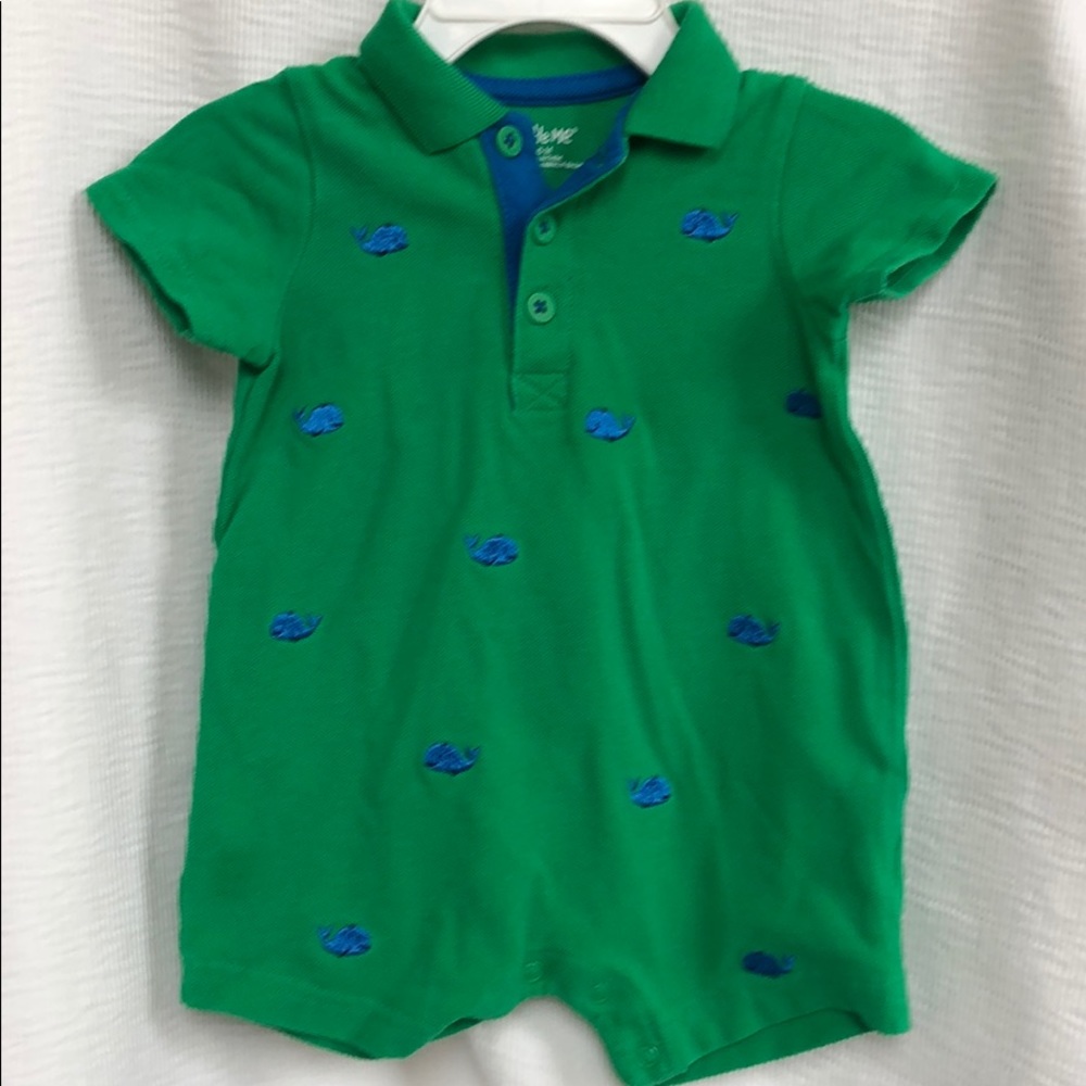 Whale shorts onesie